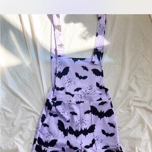 Lilac Overalls with Black Bat Design
